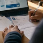 Aide pour les études supérieures CAF : parent remplit le formulaire quotient familial