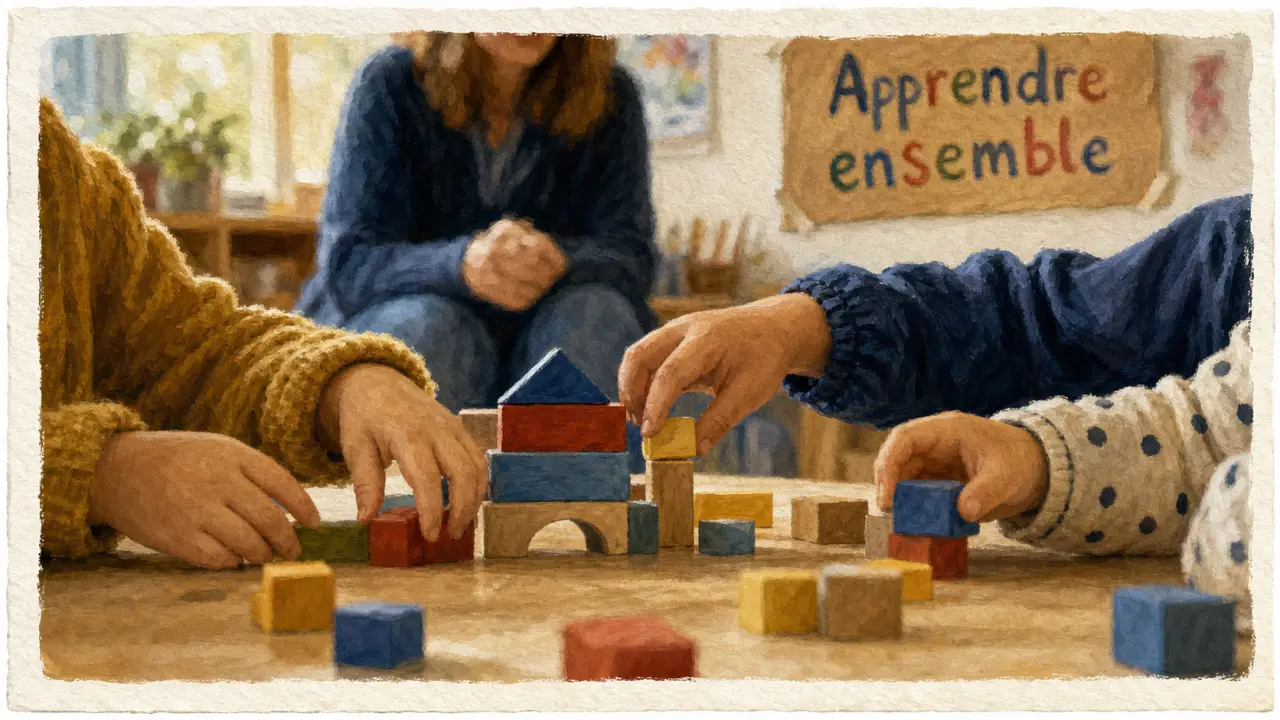 Enfants et maîtresse en maternelle : apprendre ensemble et vivre ensemble