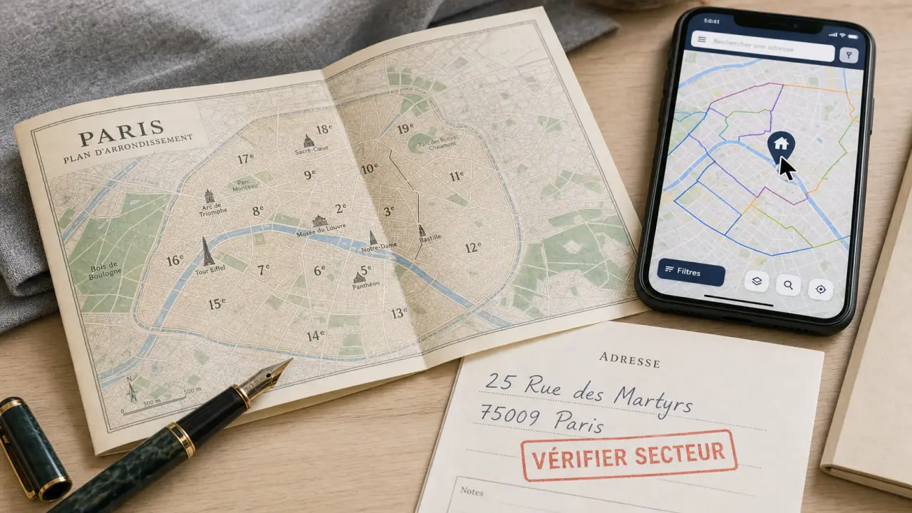 Carte papier et écran pour la sectorisation école Paris, école de secteur