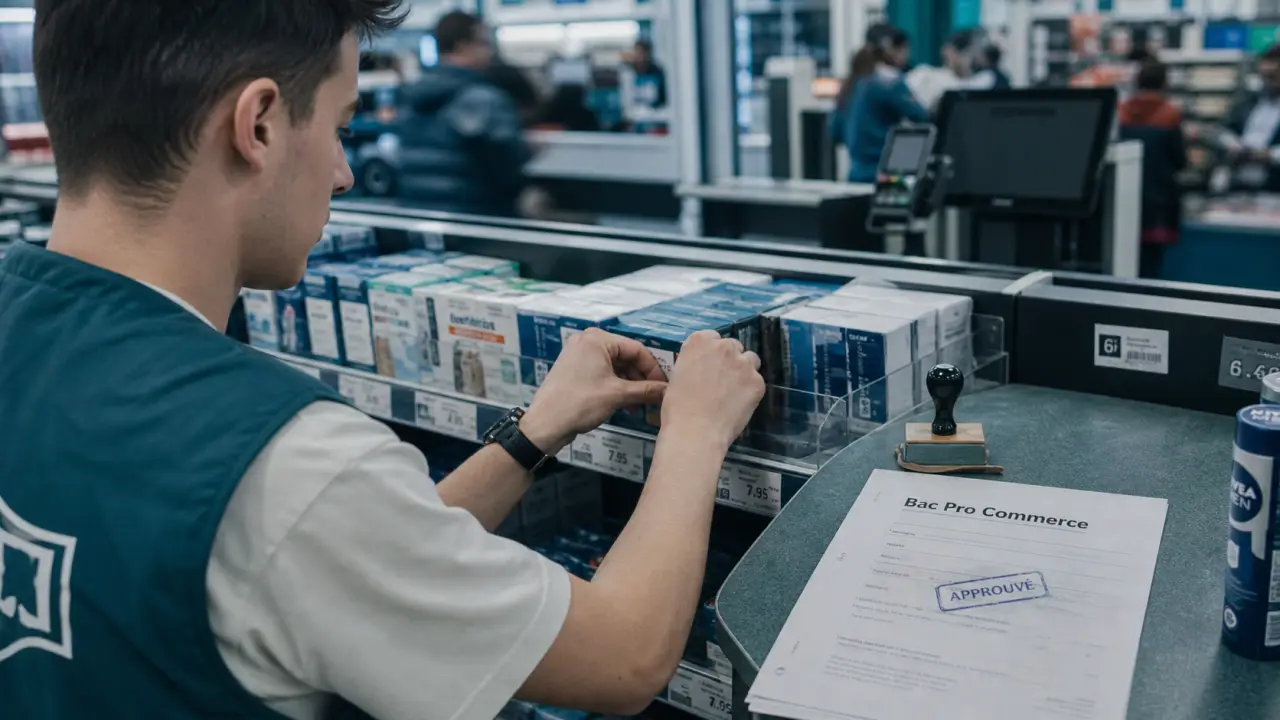 Bac pro commerce en magasin : élève ajuste le rayon et les prix