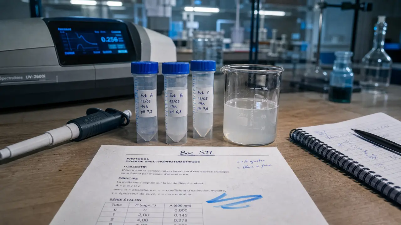 bac stl : paillasse de laboratoire, micropipette et protocole