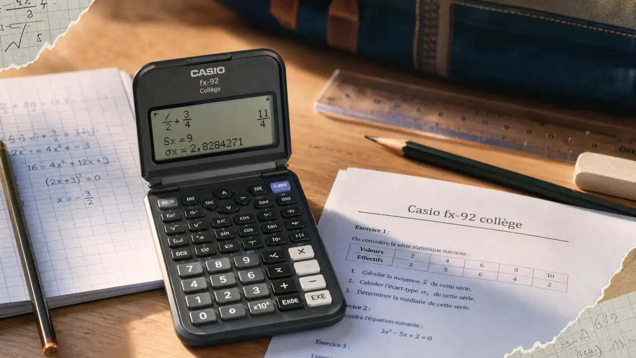 Casio fx 92 collège : écran 5 lignes lisible