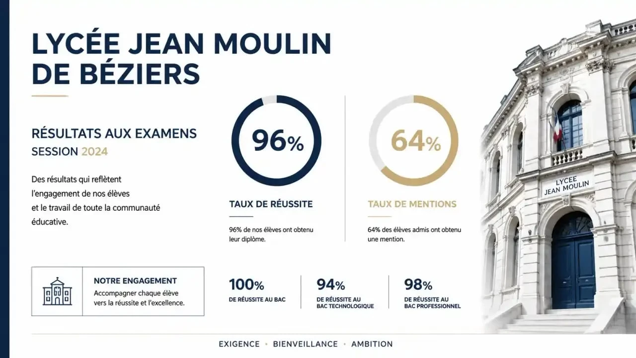 Résultats académiques et taux de réussite lycée Jean Moulin Béziers