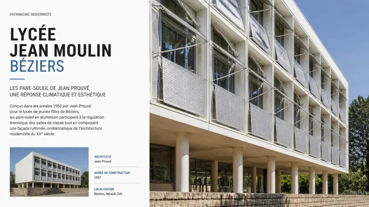 Lycée Jean Moulin Béziers architecture Jean Prouvé