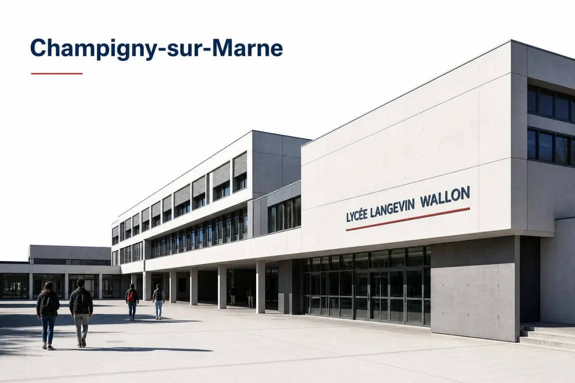 Lycée Langevin Wallon à Champigny-sur-Marne, façade d’un lycée public français