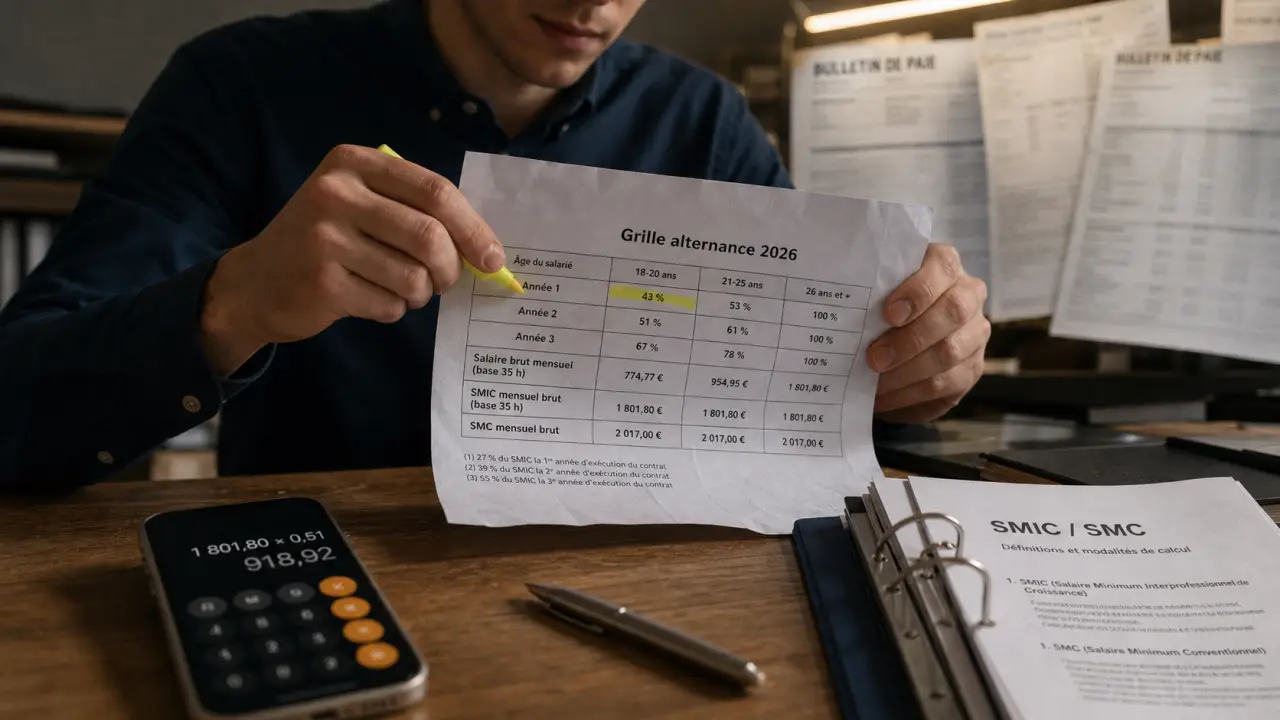 Grille tarifaire alternance 2026 : salaire brut et net