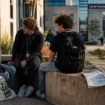 Lycée Gustave Monod : élèves devant le lycée