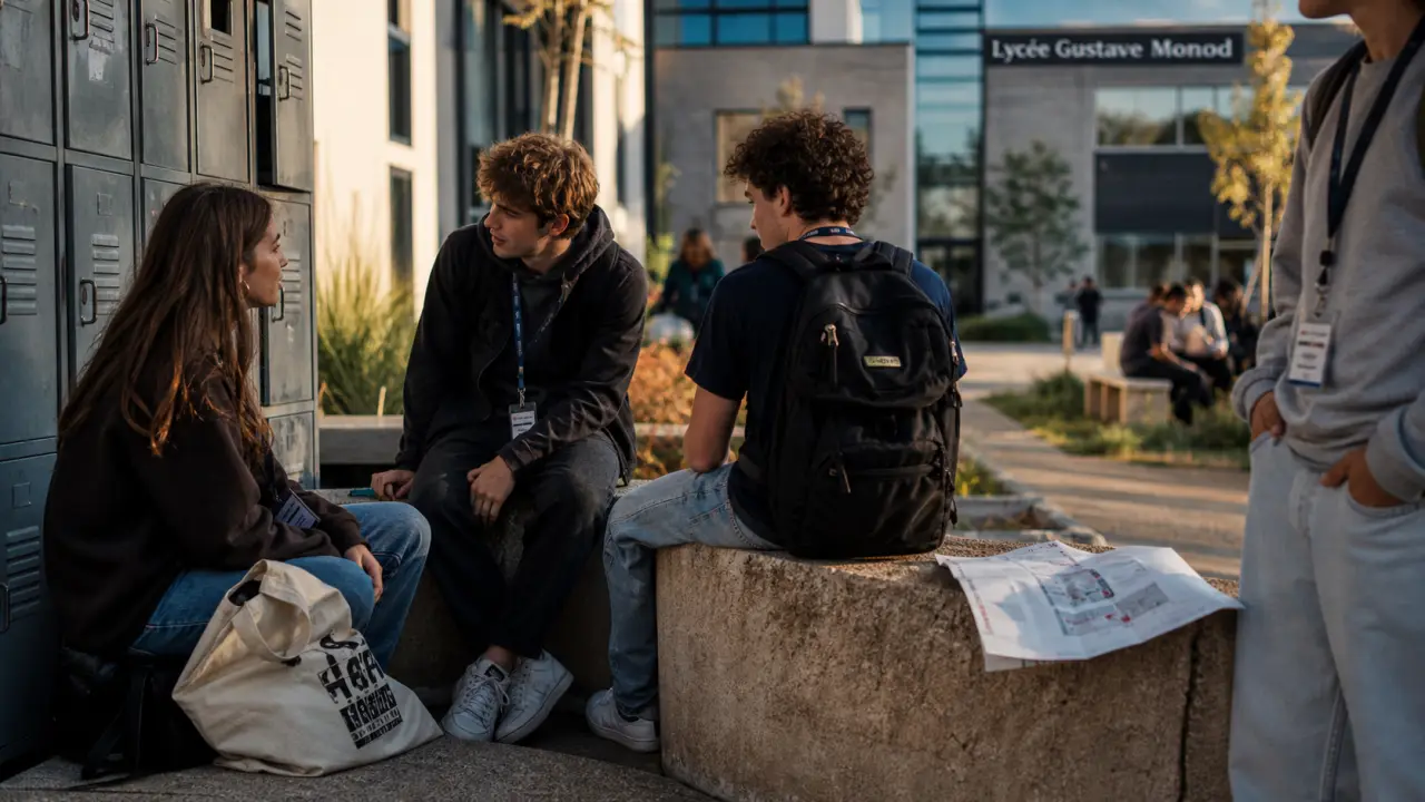 Lycée Gustave Monod : élèves devant le lycée