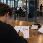 BTS alternance : alternant remplit un formulaire d’inscription en entreprise