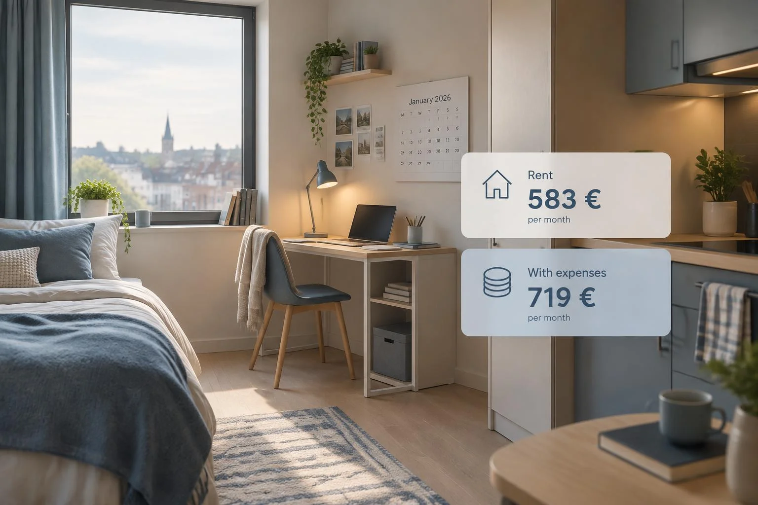 Budget studio étudiant 2026 : 583 € de loyer