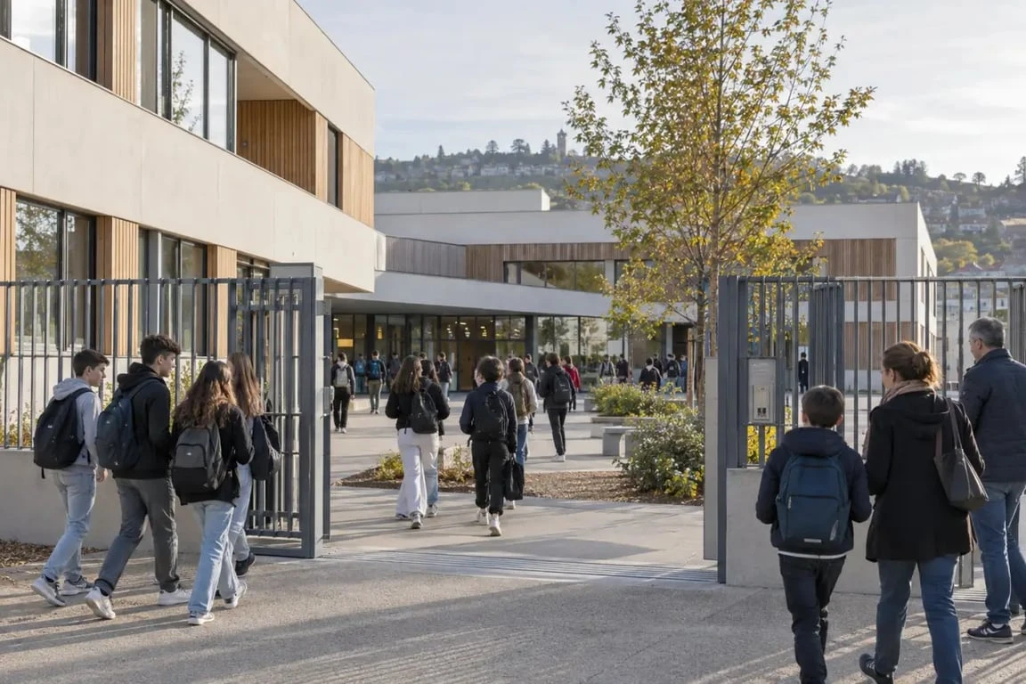 Collège Faubert à Villefranche-sur-Saône vu depuis l’extérieur