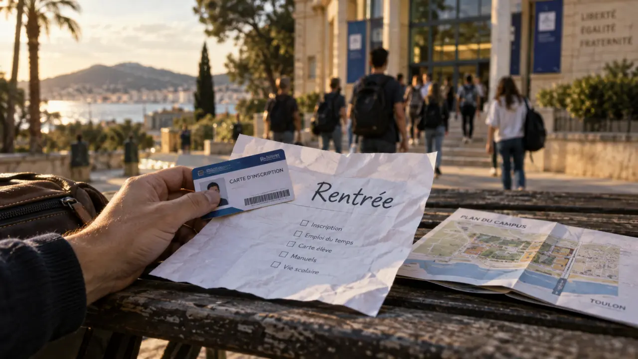Lycée dumont d urville à Toulon : carte d’inscription et feuille “Rentrée”