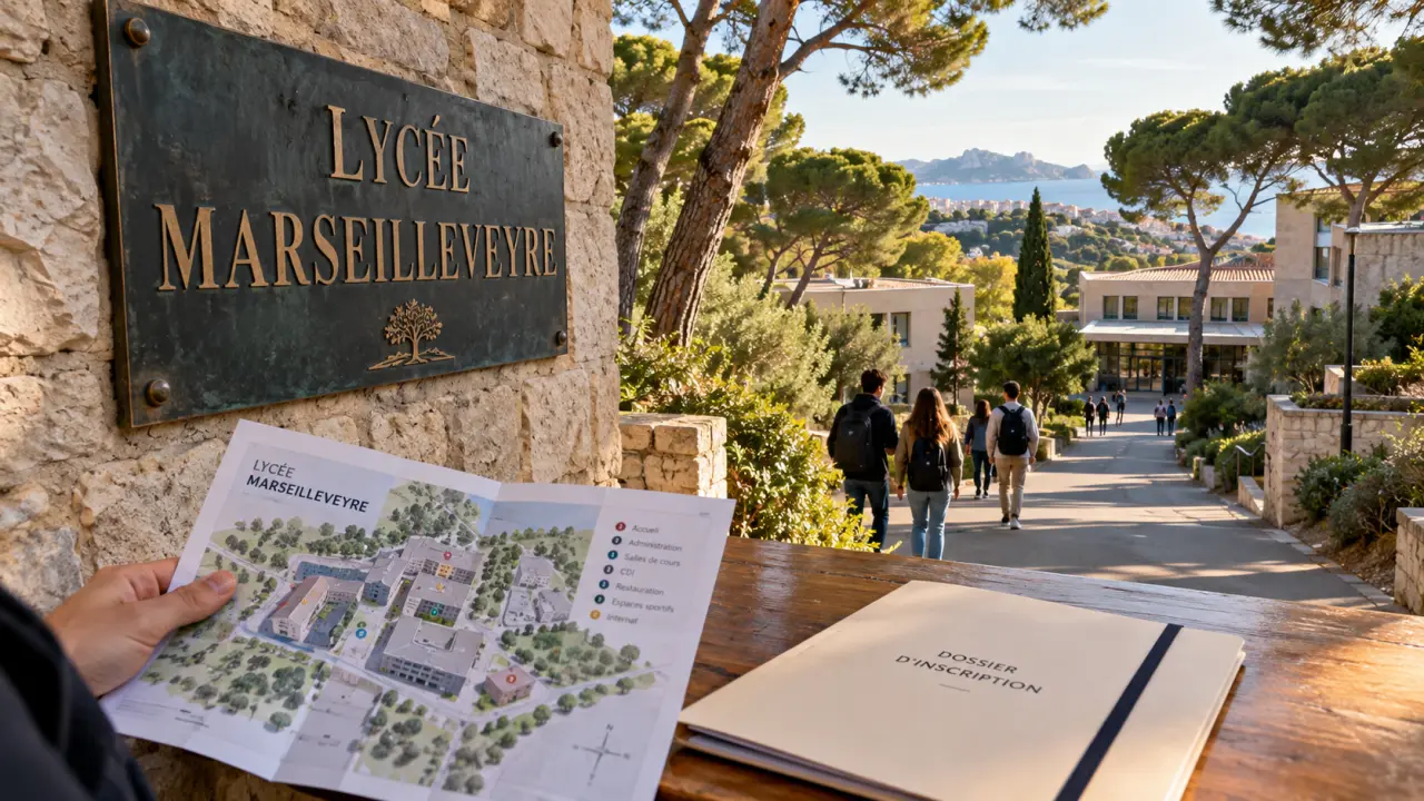 Lycée marseilleveyre, entrée et panneau d’accueil
